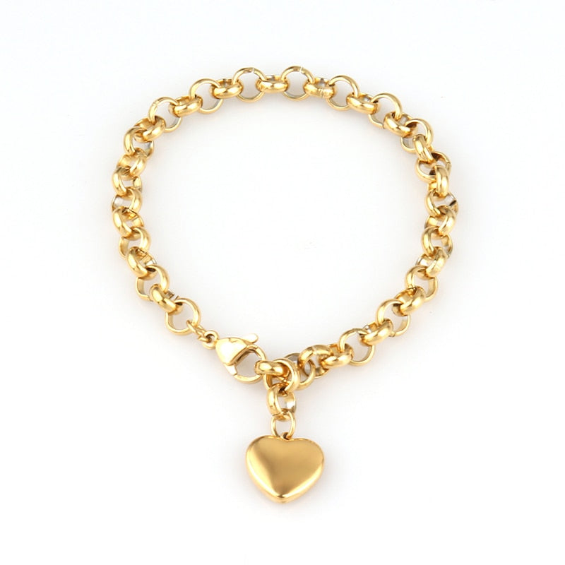 Heart Pendant Vintage Chain Bracelet