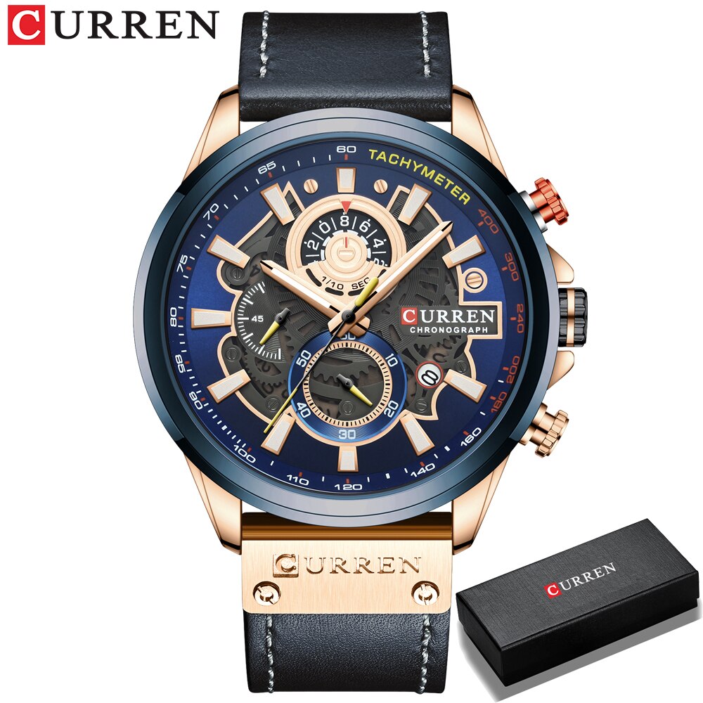 CURREN Leather Strap Sport Watch