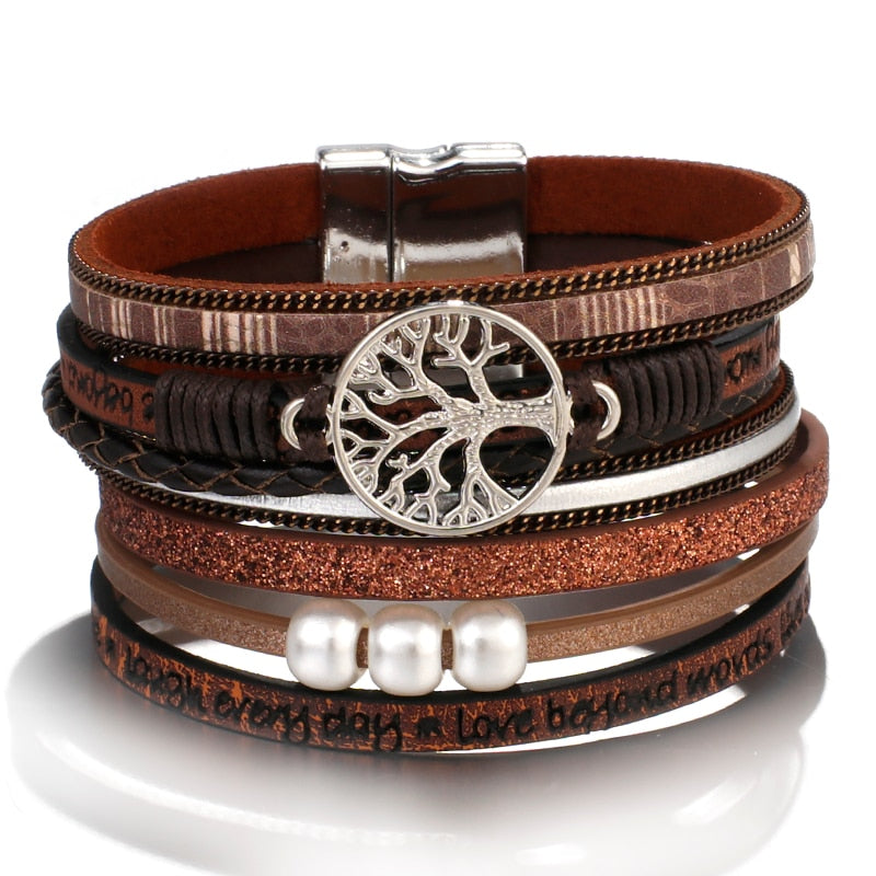 Tree of Life Multilayer Leather Wrap Bracelet