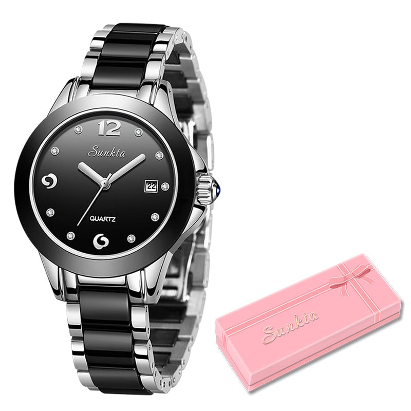 SUNKTA Fashion Women Watches Rose Gold Ladies Bracelet Watches